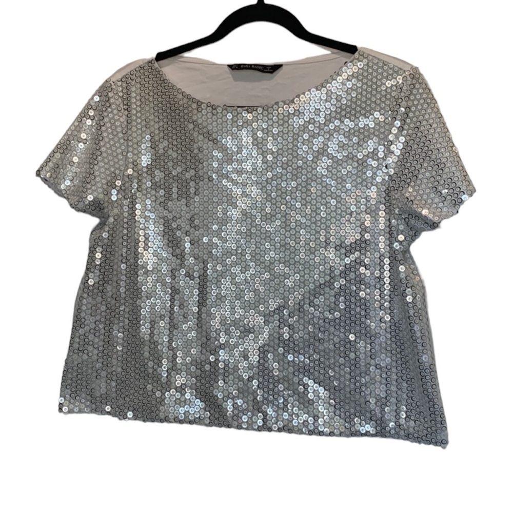 Zara Basic Sequen Crop Top Size Large - image 1